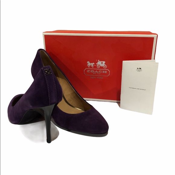 Coach Shoes - Coach | Nala Kid Suede Deep Plum Pump sz 8…